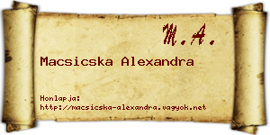Macsicska Alexandra névjegykártya